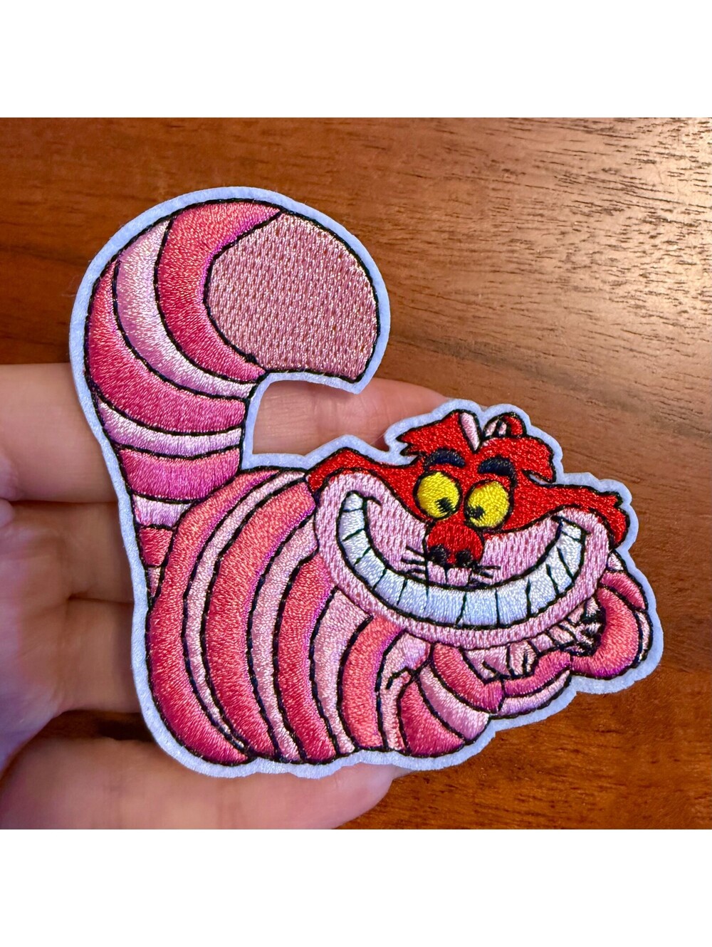Iron On Patch Cheshire Cat Patch, Alice in Wonderland Embroidered Kitty NWT